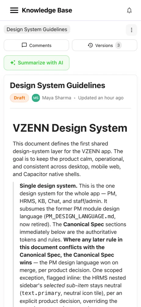 Knowledge base on mobile